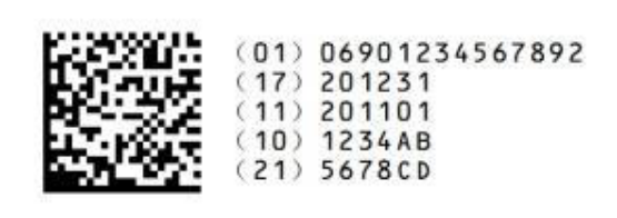 图7 包含UDI-DI和多个UDI-PI的GS1 DataMatrix码
