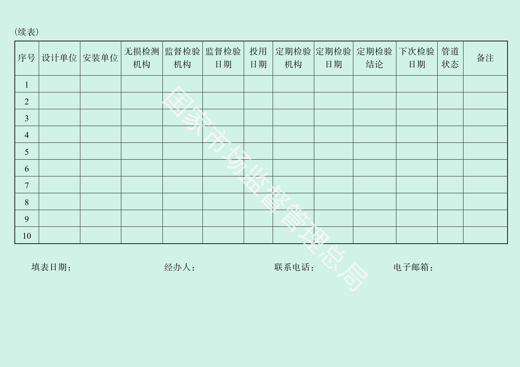 压力管道基本信息汇总表第 5 页